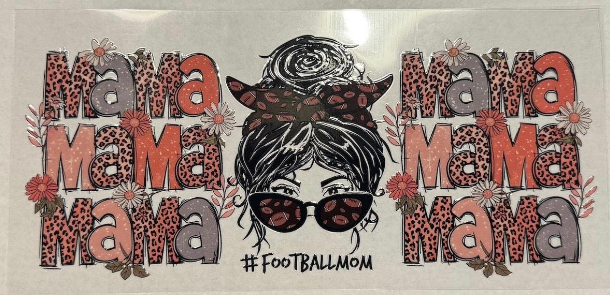 Mama #FootballMom Tumbler Decal - Messy Bun Design