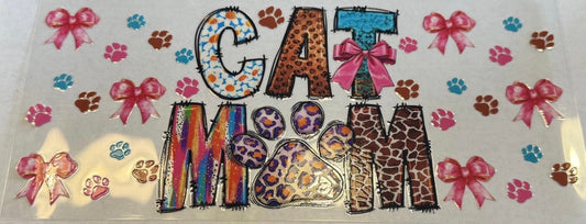 Cat Mom Tumbler Decal - Paw Prints and Bows