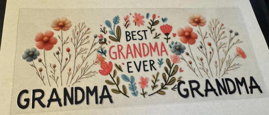 Best Grandma Ever Tumbler Decal - Floral Design