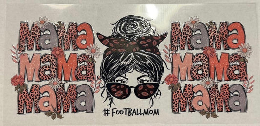 Mama #FootballMom Tumbler Decal - Messy Bun Design