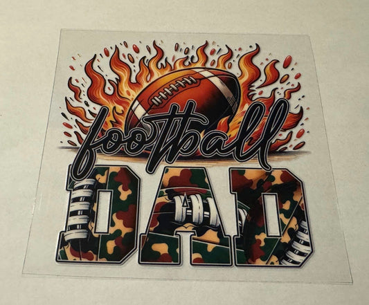 Football Dad Tumbler Decal - Flames and Camo